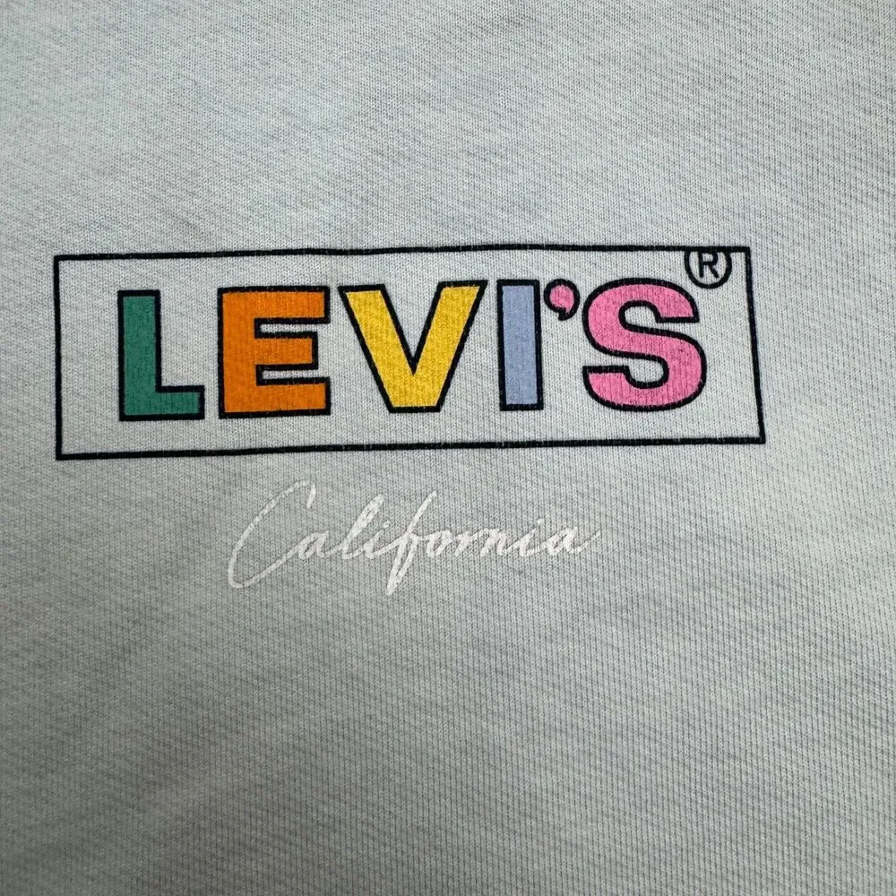 Levi's California Graphic Crew Neck Pullover Sweatshirt Mens Large Blue Cotton